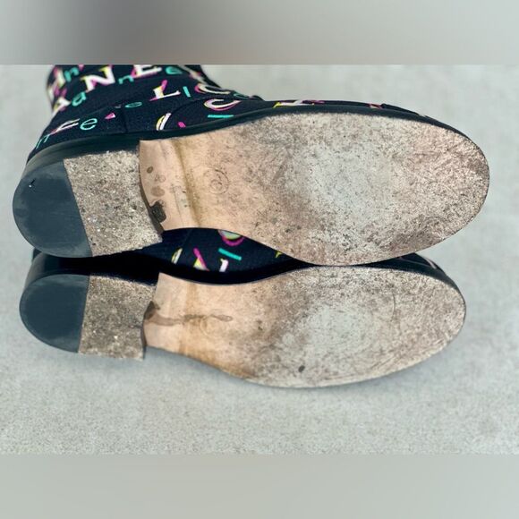 Chanel 2019 Interlocking CC Logo Multi Colored Combat Boots Size 37.5 - Picture 10 of 13